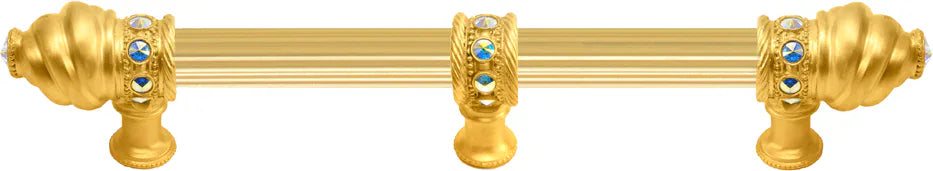 Caché 6'' cc with 5/8'' reeded center long pull with 23 rivoli Swarovski Aurore Boreale Crystals with center brace 5675R-8AB