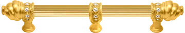 Caché 6'' cc with 5/8'' reeded center long pull & center brace with 16 rivoli Swarovski Clear Crystals in Gilded Mercury. 5675R-8C