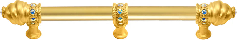Caché 9'' cc with 5/8'' smooth center long pull with 23 rivoli Swarovski Aurore Boreale Crystals with center brace 5676-8AB