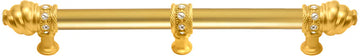 Caché 9'' cc with 5/8'' smooth center long pull & center brace with 16 rivoli Swarovski Clear Crystals in Gilded Mercury. 5676-8C