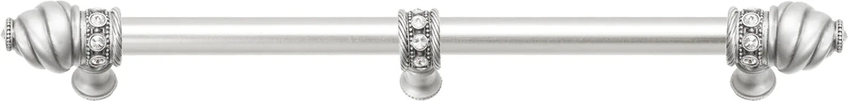 Caché 12'' cc with 5/8'' smooth center long pull & center brace with 16 rivoli Swarovski Clear Crystals in Satin 5677-11C