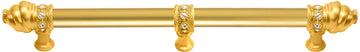 Caché 12'' cc with 5/8'' smooth center long pull & center brace with 16 rivoli Swarovski Clear Crystals in Gilded Mercury. 5677-8C