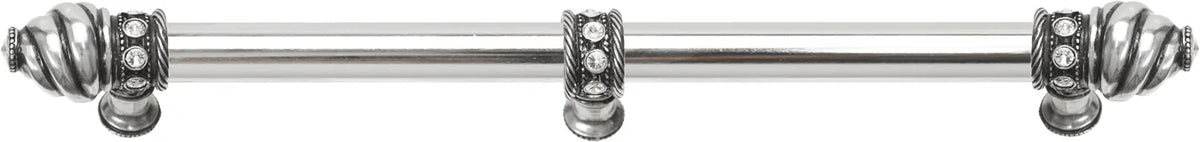 Caché 12'' cc with 5/8'' smooth center long pull & center brace with 16 rivoli Swarovski Clear Crystals in Chalice. 5677-9C