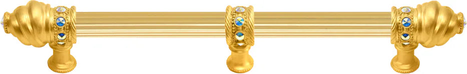 Caché 12'' cc with 5/8'' reeded center long pull with 23 rivoli Swarovski Aurore Boreale Crystals with center brace 5677R-8AB