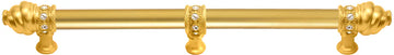 Caché 18'' cc with 5/8'' smooth center long pull & center brace with 16 rivoli Swarovski Clear Crystals in Gilded Mercury. 5678-8C