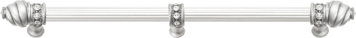 Caché 18'' cc with 5/8'' reeded center long pull & center brace with 16 rivoli Swarovski Clear Crystals in Satin 5678R-11C