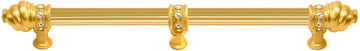 Caché 18'' cc with 5/8'' reeded center long pull & center brace with 16 rivoli Swarovski Clear Crystals in Gilded Mercury. 5678R-8C