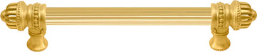 Cricket Cage 6'' cc with 5/8'' reeded center long pull large finial in Gilded Mercury. 5680R-8