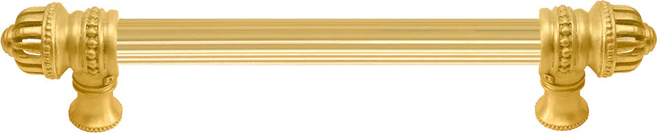 Cricket Cage 6'' cc with 5/8'' reeded center long pull large finial in Gilded Mercury. 5680R-8