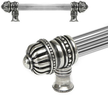 Cricket Cage 6'' cc with 5/8'' reeded center long pull large finial in Chalice. 5680R-9