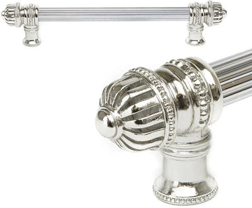 Cricket Cage 9'' cc with 5/8'' reeded center long pull large finial in Platinum. 5681R-24