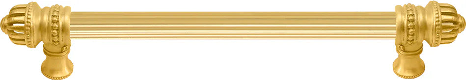 Cricket Cage 9'' cc with 5/8'' reeded center long pull large finial in Gilded Mercury. 5681R-8