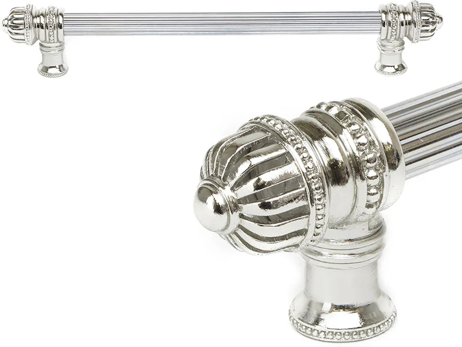 Cricket Cage 12'' cc with 5/8'' reeded center long pull large finial in Platinum. 5682R-24