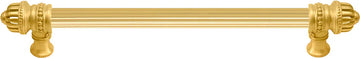 Cricket Cage 12'' cc with 5/8'' reeded center long pull large finial in Gilded Mercury. 5682R-8