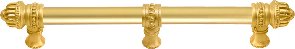 Cricket Cage 9'' cc with 5/8'' smooth center long pull & center brace large finial in Gilded Mercury. 5686-8