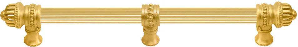 Cricket Cage 12'' cc with 5/8'' reeded center long pull & center brace large finial in Gilded Mercury. 5687R-8