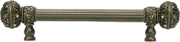 Juliane Grace 6'' cc with 5/8'' reeded center long pull large finial with Clear Swarovski crystals in Antique Brass. 5690R-3C
