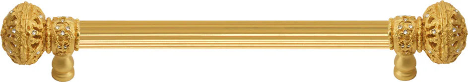 Juliane Grace 6'' cc with 5/8'' reeded center long pull large finial with Clear Swarovski crystals in Gilded Mercury. 5690R-8C