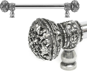 Juliane Grace 9'' cc with 5/8'' smooth center long pull large finial with Clear Swarovski crystals in Chalice. 5691-9C