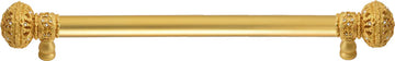 Juliane Grace 12'' cc with 5/8'' smooth center long pull large finial with Clear Swarovski crystals in Gilded Mercury. 5692-8C