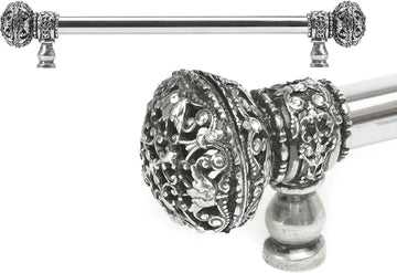 Juliane Grace 12'' cc with 5/8'' smooth center long pull large finial with Clear Swarovski crystals in Chalice. 5692-9C