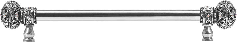 Juliane Grace 12'' ccwith 5/8'' smooth center long pull large finial w/ 56 Swarovski Clear & Aurore Boreale Crystals 5692-9CAB