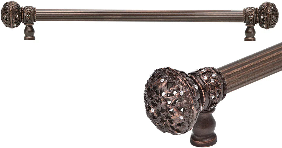 Juliane Grace 18'' cc with 5/8'' reeded center long pull large finial w/ 56 Swarovski Clear Crystals 5693R-22C
