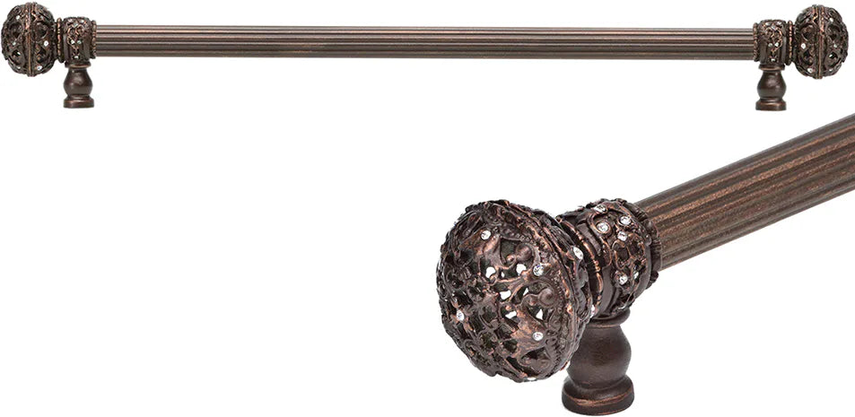 Juliane Grace 22'' cc with 5/8'' reeded center long pull large finial w/ 56 Swarovski Clear Crystals 5694R-22C