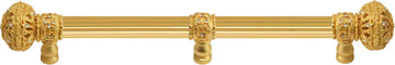 Juliane Grace 9'' cc with 5/8'' reeded center long pull & center brace large finial with Clear Swarovski crystals in Gilded Mercury. 5696R-8C