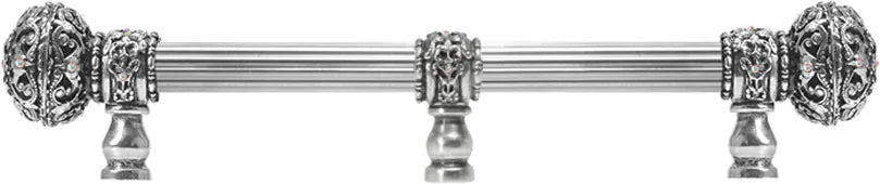 Juliane Grace 9'' cc with 5/8'' reeded center long pull large finial w/ 65 Swarovski Clear & Aurore Boreale Crystals with center brace 5696R-9CAB