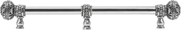 Juliane Grace 18'' cc with 5/8'' smooth center long pull large finial w/ 65 Swarovski Clear & Aurore Boreale Crystals with center brace 5698-9CAB