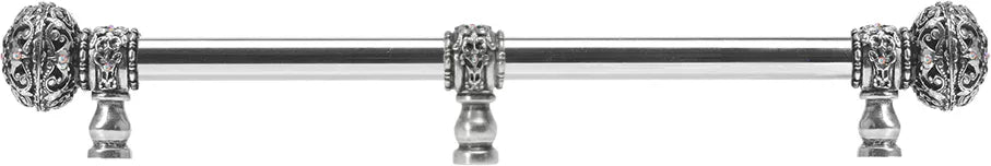 Juliane Grace 18'' cc with 5/8'' smooth center long pull large finial w/ 65 Swarovski Clear & Aurore Boreale Crystals with center brace 5698-9CAB