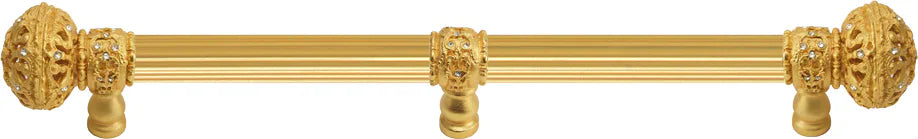 Juliane Grace 18'' cc with 5/8'' reeded center long pull & center brace large finial with Clear Swarovski crystals in Gilded Mercury. 5698R-8C