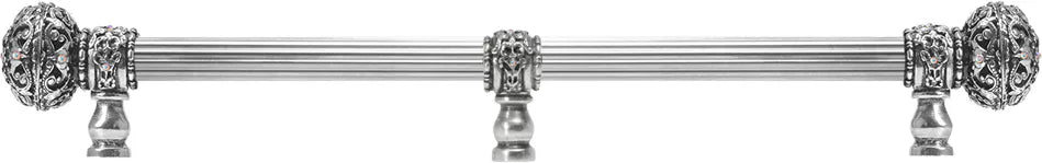 Juliane Grace 22'' cc with 5/8'' reeded center long pull large finial w/ 65 Swarovski Clear & Aurore Boreale Crystals with center brace 5699R-9CAB
