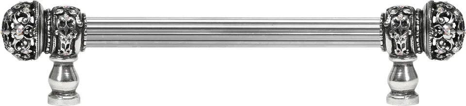Juliane Grace 6'' cc with 5/8'' reeded center long pull small finial w/ 52 Swarovski Clear & Aurore Boreale Crystals 5700R-9CAB