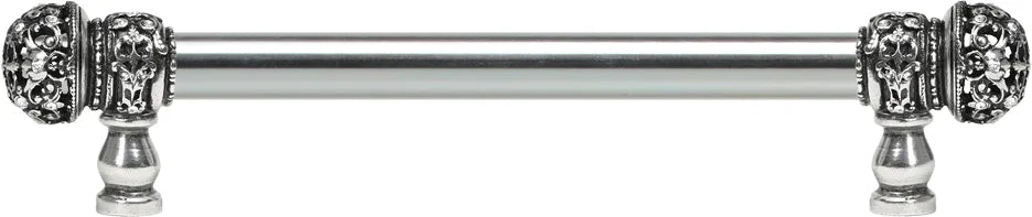 Juliane Grace 9'' cc with 5/8'' smooth center long pull small finial with clear Swarovski crystals in Chalice. 5701-9C