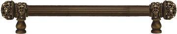 Juliane Grace 9'' cc with 5/8'' reeded center long pull small finial with clear Swarovski crystals in Antique Brass. 5701R-3C