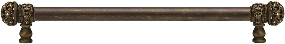 Juliane Grace 18'' cc with 5/8'' smooth center long pull small finial with clear Swarovski crystals in Antique Brass. 5703-3C