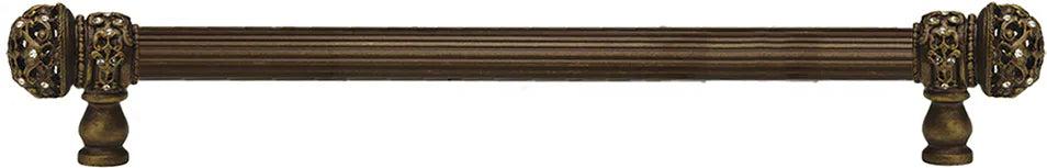 Juliane Grace 18'' cc with 5/8'' reeded center long pull small finial with clear Swarovski crystals in Antique Brass. 5703R-3C