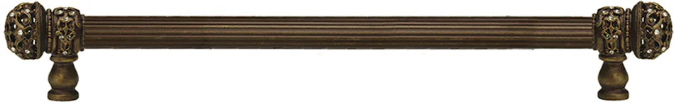 Juliane Grace 22'' cc with 5/8'' reeded center long pull small finial with clear Swarovski crystals in Antique Brass. 5704R-3C