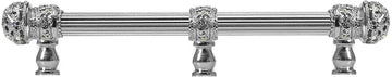 Juliane Grace 6'' cc with 5/8'' reeded center long pull small finial w/ 61 Swarovski Clear & Aurore Boreale Crystals with center brace 5705R-24CAB