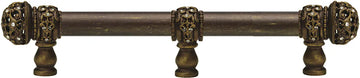 Juliane Grace 9'' cc with 5/8'' smooth center long pull & center brace small finial with clear Swarovski crystals in Antique Brass. 5706-3C