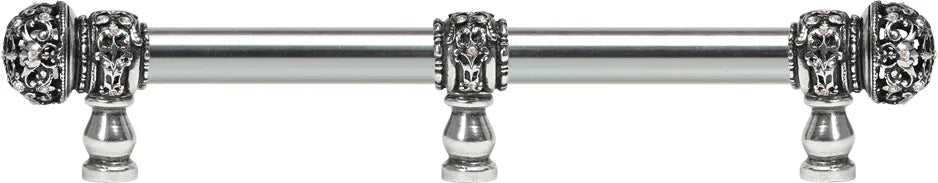 Juliane Grace 9'' cc with 5/8'' smooth center long pull small finial w/ 61 Swarovski Clear & Aurore Boreale Crystals with center brace 5706-9CAB
