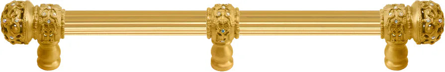 Juliane Grace 9'' cc with 5/8'' reeded center long pull small finial w/ 61 Swarovski Clear & Aurore Boreale Crystals with center brace 5706R-8CAB
