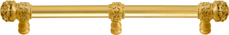 Juliane Grace 12'' cc with 5/8'' smooth center long pull small finial w/ 61 Swarovski Clear & Aurore Boreale Crystals with center brace 5707-8CAB