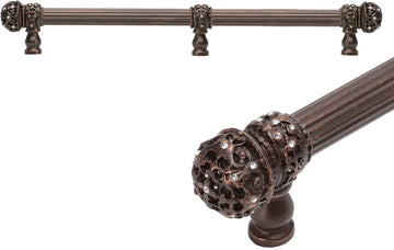 Juliane Grace 12'' cc with 5/8'' reeded center long pull small finial w/ 61 Swarovski Clear Crystals with center brace 5707R-22C