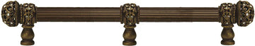 Juliane Grace 12'' cc with 5/8'' reeded center long pull & center brace small finial with clear Swarovski crystals in Antique Brass. 5707R-3C