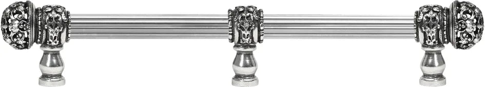Juliane Grace 12'' cc with 5/8'' reeded center long pull & center brace small finial with clear Swarovski crystals in Chalice. 5707R-9C