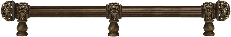 Juliane Grace 22'' cc with 5/8'' reeded center long pull & center brace small finial with clear Swarovski crystals in Antique Brass. 5709R-3C