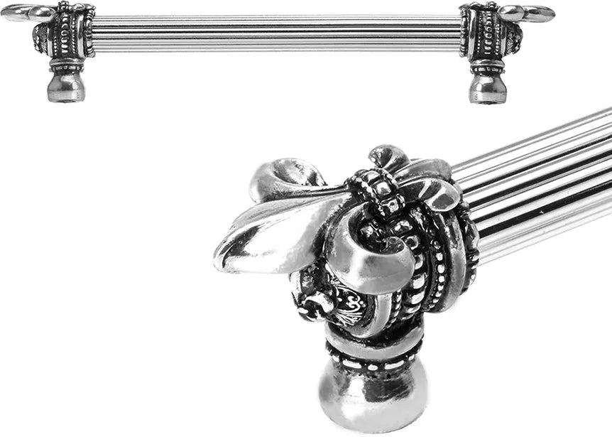 Charlemagne 9'' cc with 5/8'' reeded center long pull with large Fleur De Lys 5711R-9